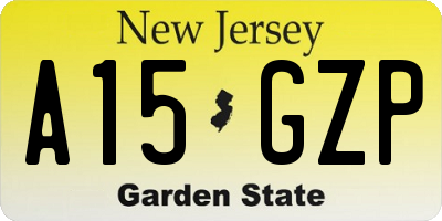 NJ license plate A15GZP
