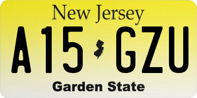 NJ license plate A15GZU