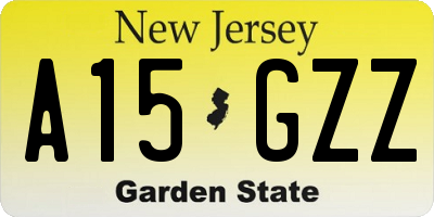 NJ license plate A15GZZ