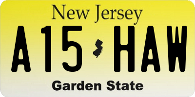 NJ license plate A15HAW