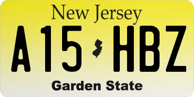 NJ license plate A15HBZ