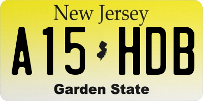 NJ license plate A15HDB