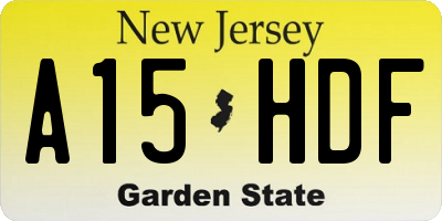 NJ license plate A15HDF
