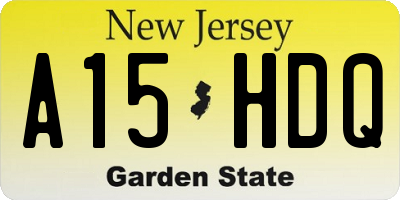 NJ license plate A15HDQ