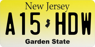 NJ license plate A15HDW