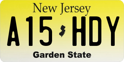 NJ license plate A15HDY