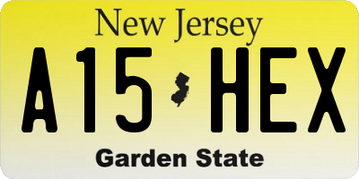 NJ license plate A15HEX