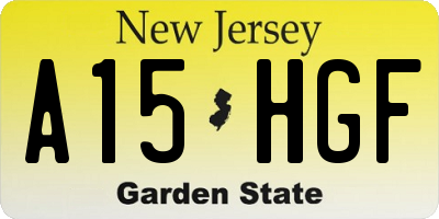 NJ license plate A15HGF