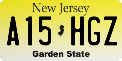 NJ license plate A15HGZ