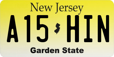 NJ license plate A15HIN