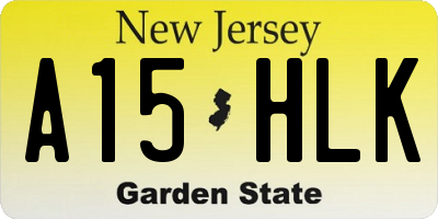 NJ license plate A15HLK