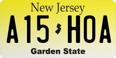 NJ license plate A15HOA