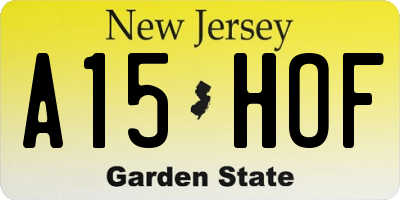 NJ license plate A15HOF
