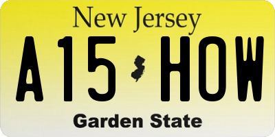 NJ license plate A15HOW