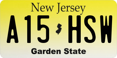 NJ license plate A15HSW