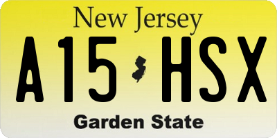 NJ license plate A15HSX