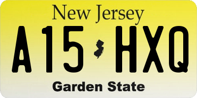 NJ license plate A15HXQ