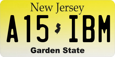 NJ license plate A15IBM