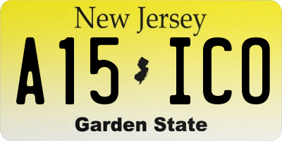 NJ license plate A15ICO