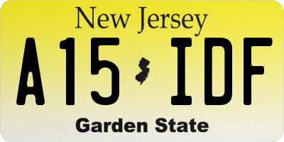 NJ license plate A15IDF