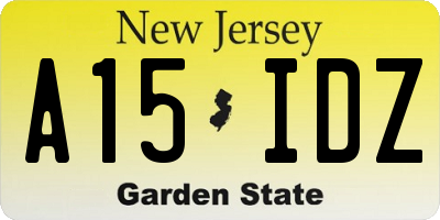 NJ license plate A15IDZ