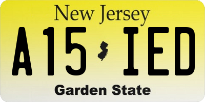 NJ license plate A15IED