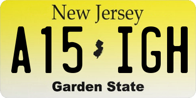 NJ license plate A15IGH