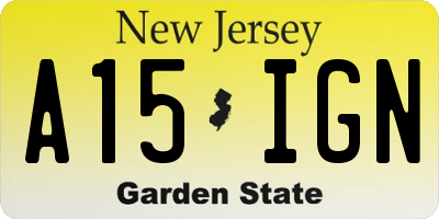 NJ license plate A15IGN