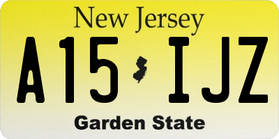 NJ license plate A15IJZ