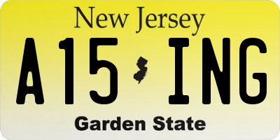 NJ license plate A15ING