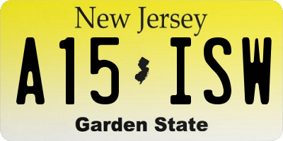 NJ license plate A15ISW