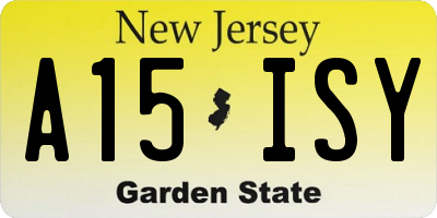 NJ license plate A15ISY