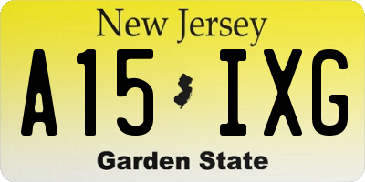 NJ license plate A15IXG