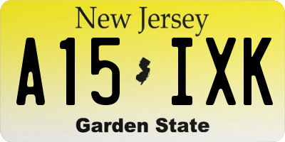 NJ license plate A15IXK
