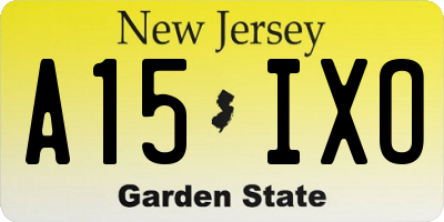 NJ license plate A15IXO