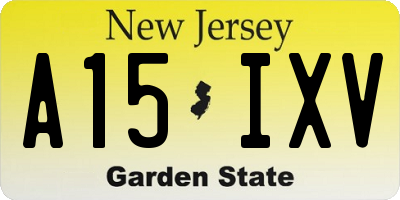 NJ license plate A15IXV
