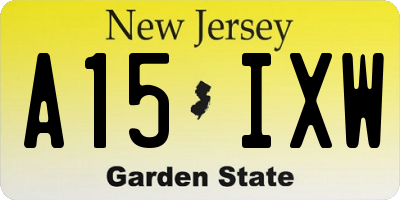 NJ license plate A15IXW