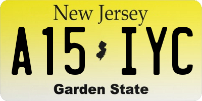NJ license plate A15IYC