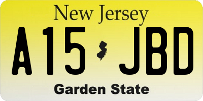 NJ license plate A15JBD