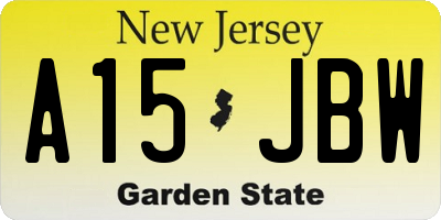 NJ license plate A15JBW