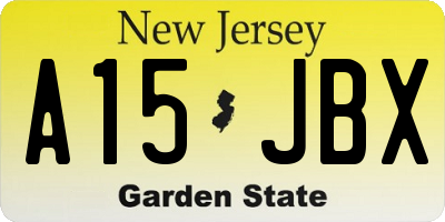 NJ license plate A15JBX