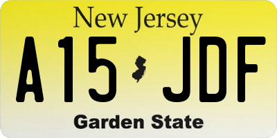 NJ license plate A15JDF