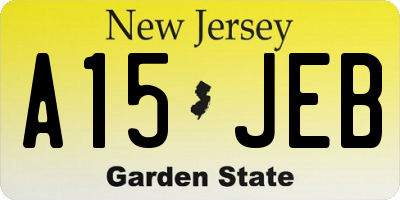 NJ license plate A15JEB