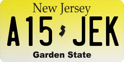 NJ license plate A15JEK
