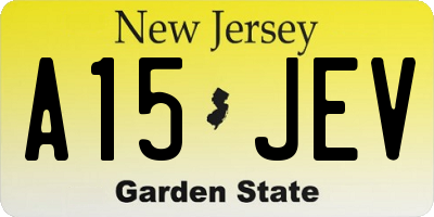 NJ license plate A15JEV