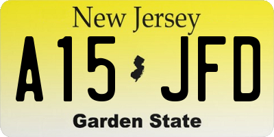NJ license plate A15JFD