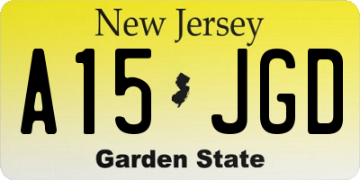 NJ license plate A15JGD