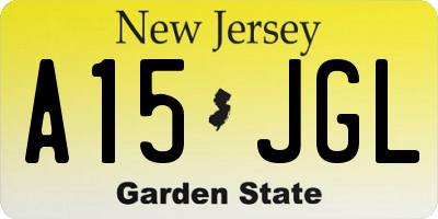 NJ license plate A15JGL