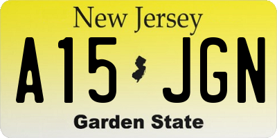 NJ license plate A15JGN