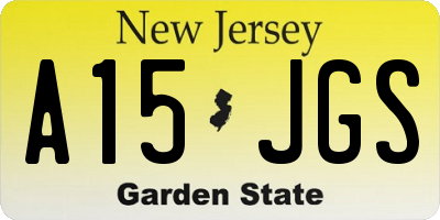 NJ license plate A15JGS